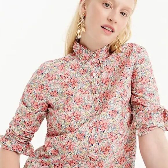 J Crew Liberty Floral Popover Shirt Swirling Petals - Picture 1 of 8